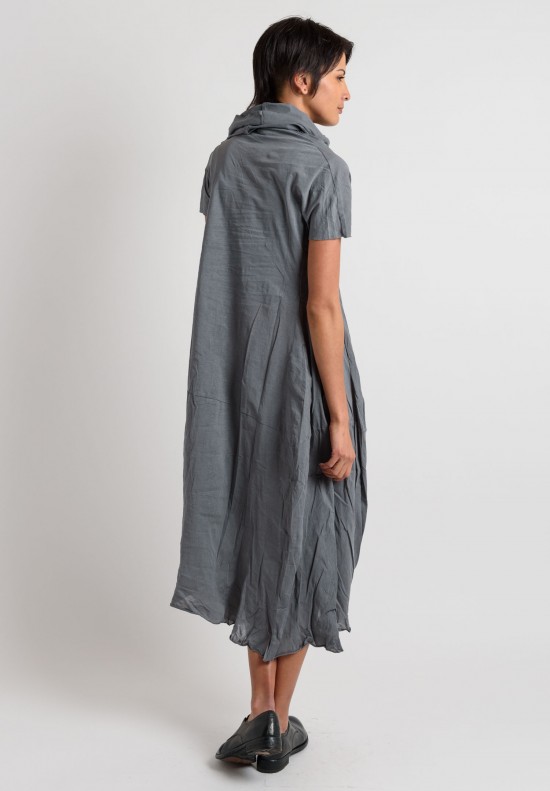 Rundholz Cotton Cowl Neck Dress in Grey	