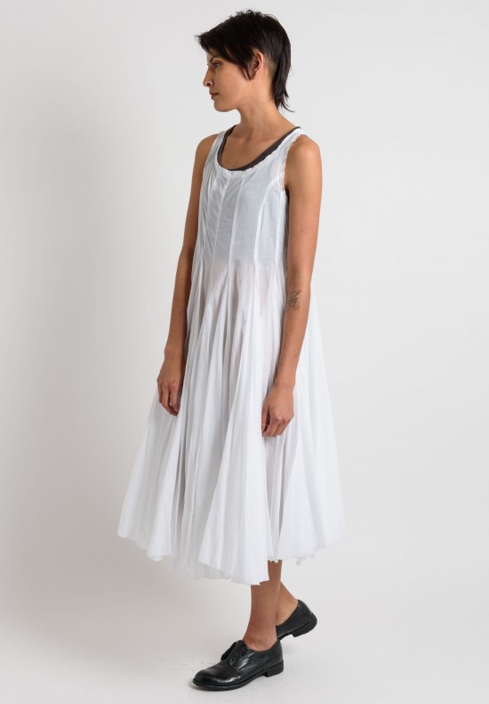 Rundholz Cotton Sheer Dress in White	