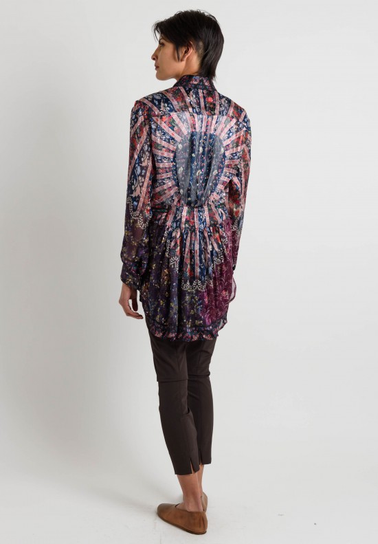 Etro Runway Silk Button-Down Top in Plum	