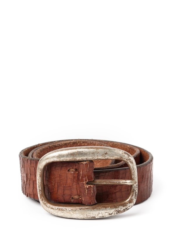Riccardo Forconi Scored Leather Belt in Brown	
