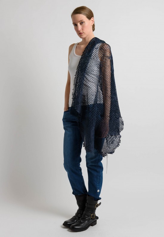 Claudio Cutuli Laser Cut Leather Scarf in Blue | Santa Fe Dry Goods ...