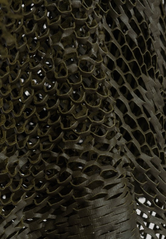 Claudio Cutuli Laser Cut Leather Scarf in Light Blue	