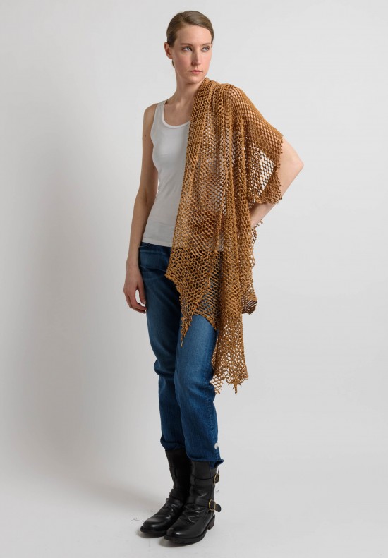 Claudio Cutuli Laser Cut Leather Scarf in Carmel	