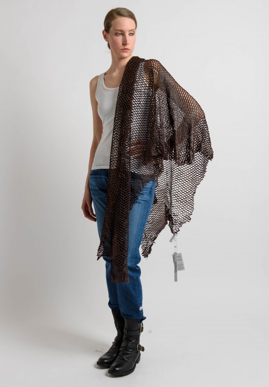 Claudio Cutuli Laser Cut Leather Scarf in Carmel	