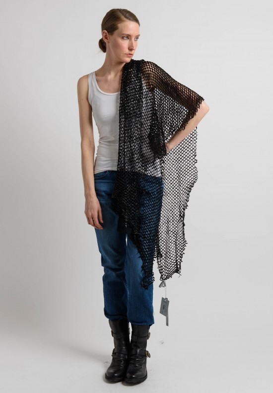 Claudio Cutuli Laser Cut Leather Scarf in Black	