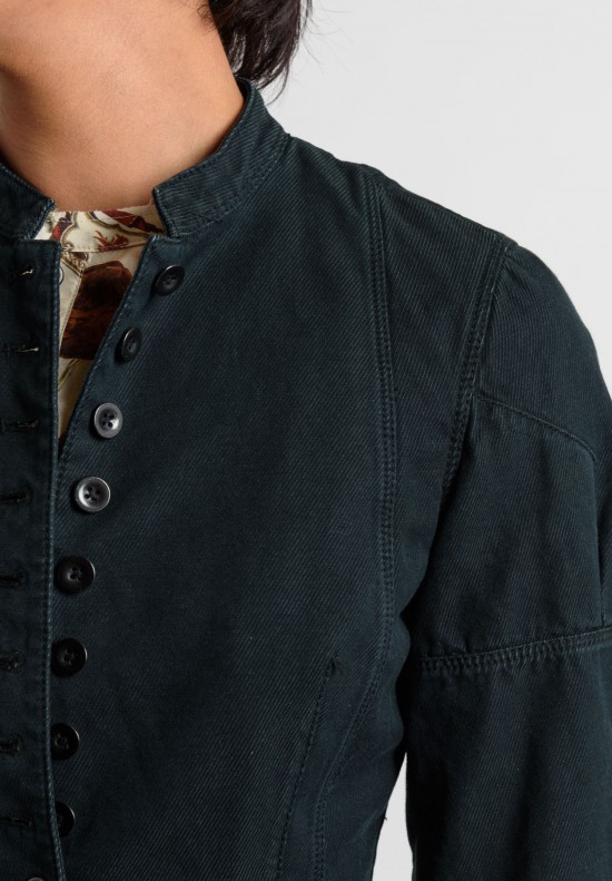 Gary Graham Frayed Denim Waist Jacket in Blue	