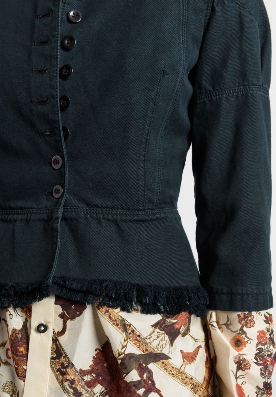 Gary Graham Frayed Denim Waist Jacket in Blue	