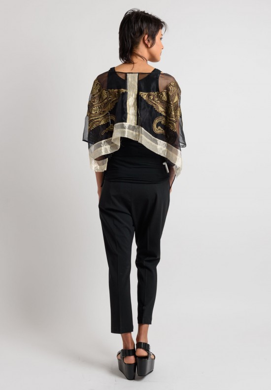 Gary Graham Organza Embroidery Top in Black	