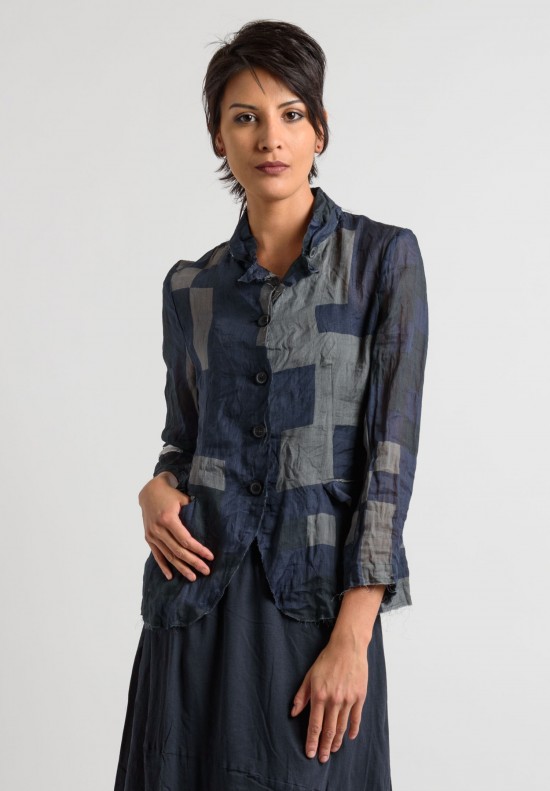 Rundholz Ramie Sheer Jacket in Dark Navy	