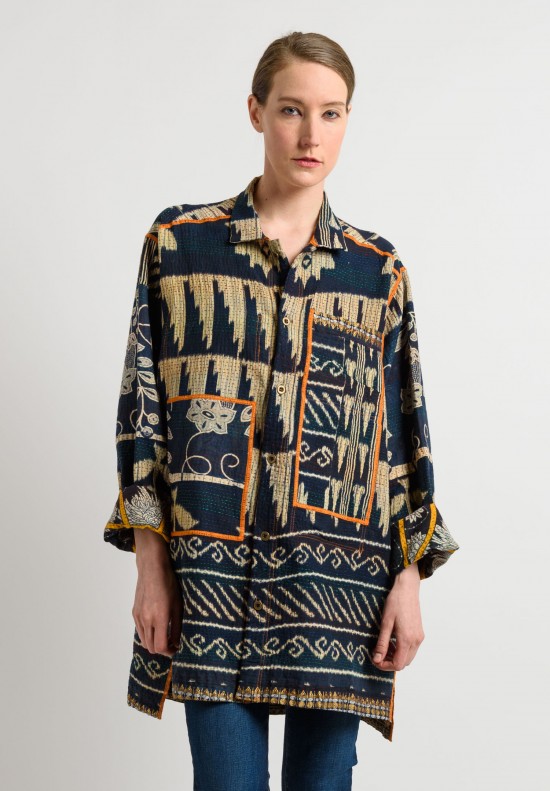 Mieko Mintz Reversible Shirt Jacket in Navy/Natural