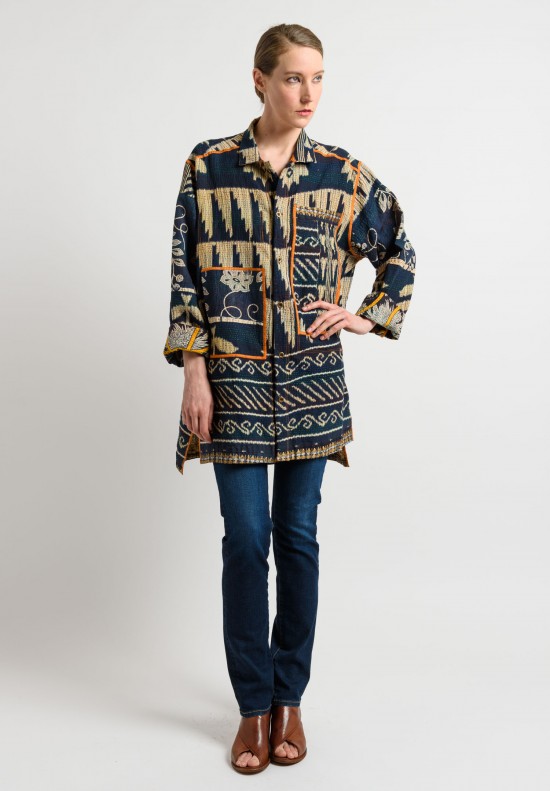 Mieko Mintz Reversible Shirt Jacket in Navy/Natural