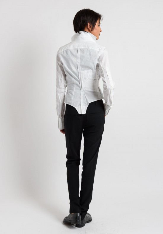 Marc Le Bihan Pleated Shirt in White | Santa Fe Dry Goods