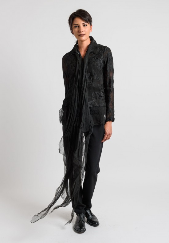 Marc Le Bihan Lace Detail Blazer in Black	