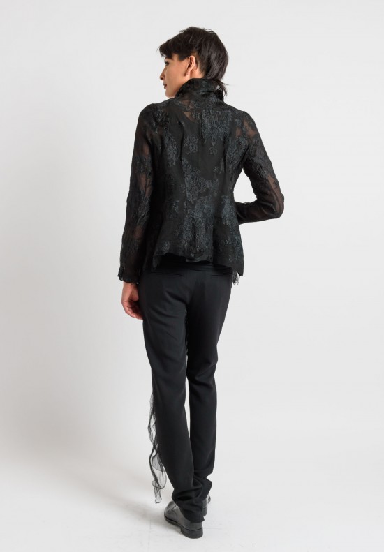 Marc Le Bihan Lace Detail Blazer in Black	
