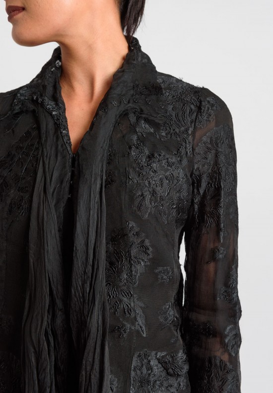 Marc Le Bihan Lace Detail Blazer in Black	