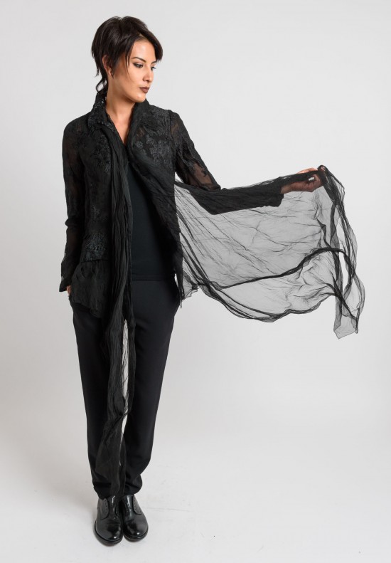 Marc Le Bihan Lace Detail Blazer in Black	