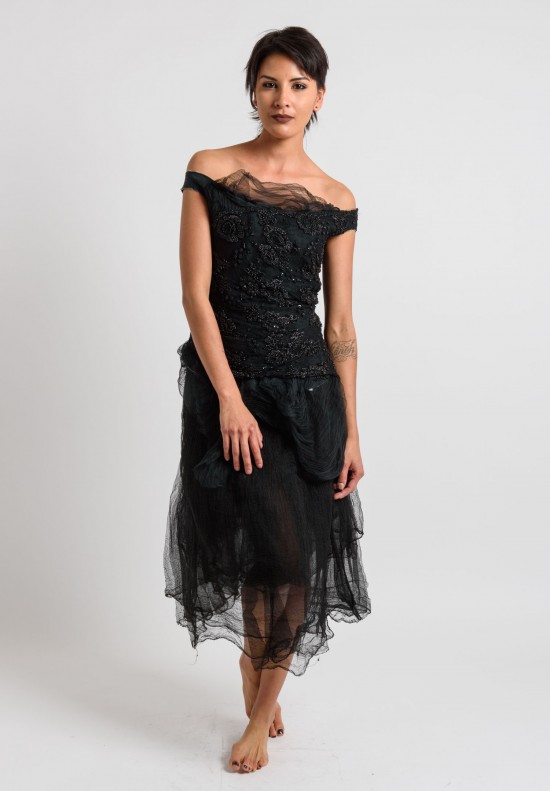 Marc Le Bihan Beaded Top in Black	