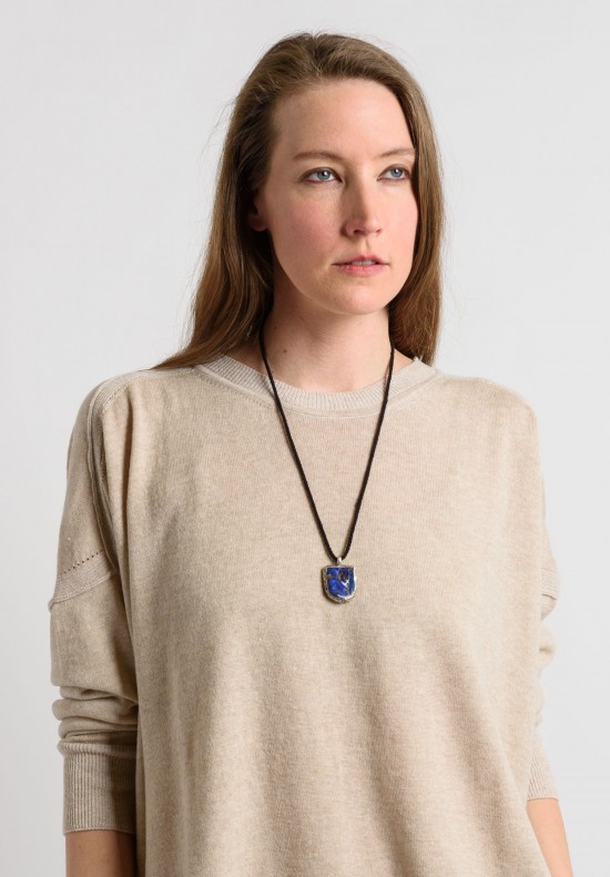 Lou Zeldis Lapis Tombstone Necklace	