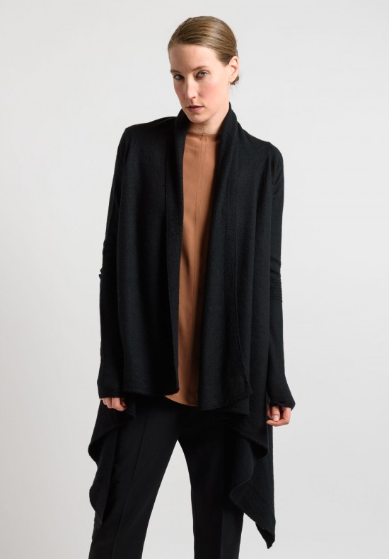 Rick Owens Cashmere Long Cardigan in Black	