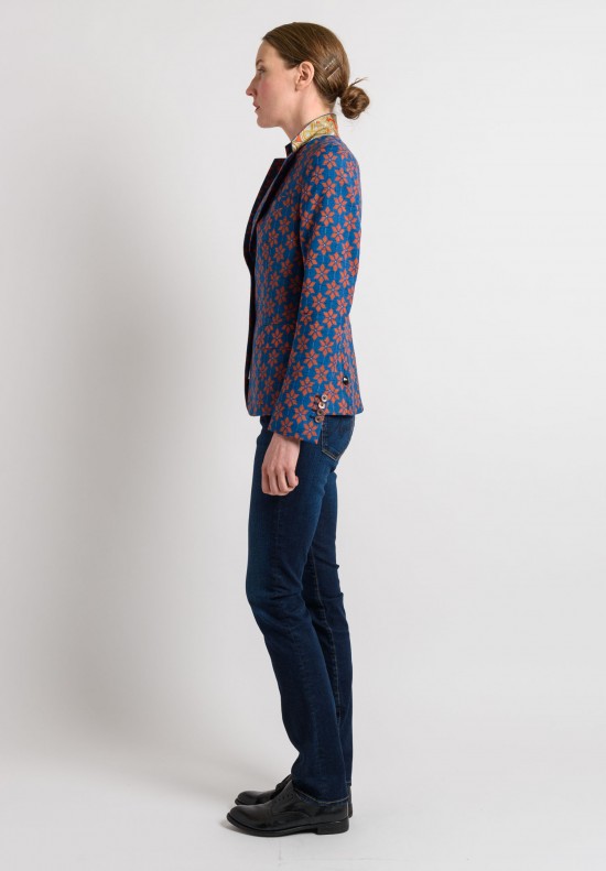 Ibrigu Kimono Tailored Blazer in Orange/Blue	