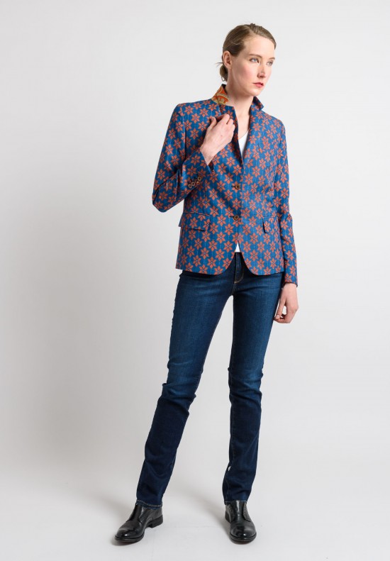 Ibrigu Kimono Tailored Blazer in Orange/Blue	