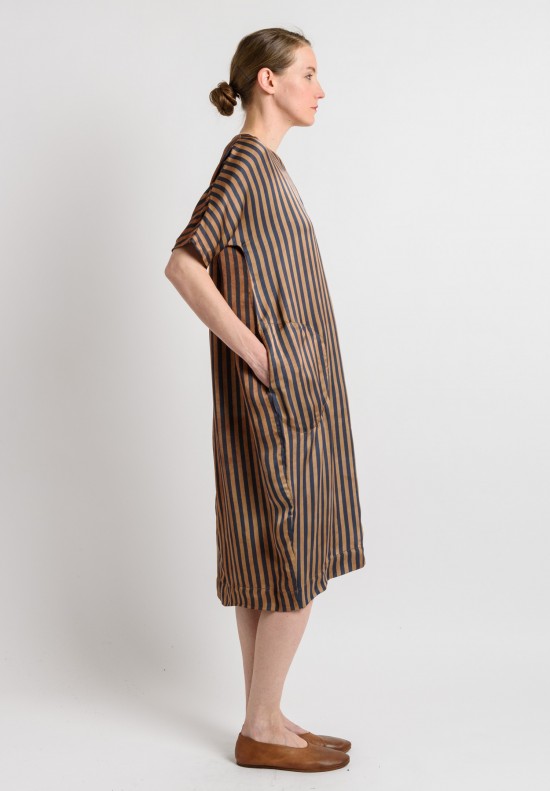 Uma Wang Liliane Striped Dress in Rose/Grey
