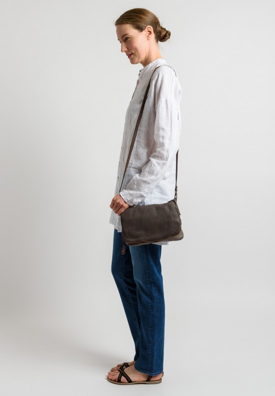 Reptiles House Perforated Leather Bag in Stone	