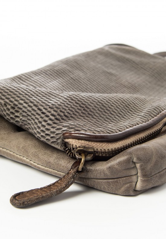 Reptiles House Perforated Leather Bag in Stone	