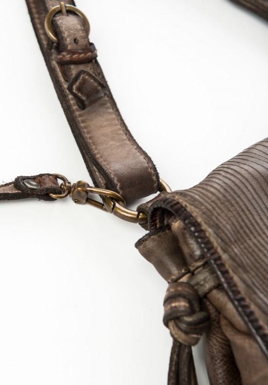 Reptiles House Scored Leather Shoulder Bag in Dark Brown | Santa Fe Dry ...