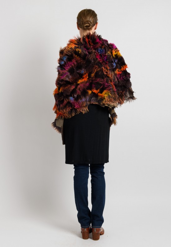 Susan Riedweg Dyed Shearling Shawl in Multi Color	
