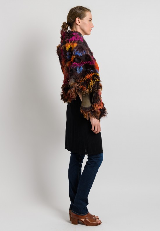 Susan Riedweg Dyed Shearling Shawl in Multi Color	