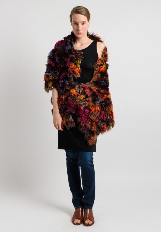 Susan Riedweg Dyed Shearling Shawl in Multi Color	