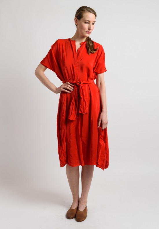 Daniela Gregis Silk Oversized Dress in Red	