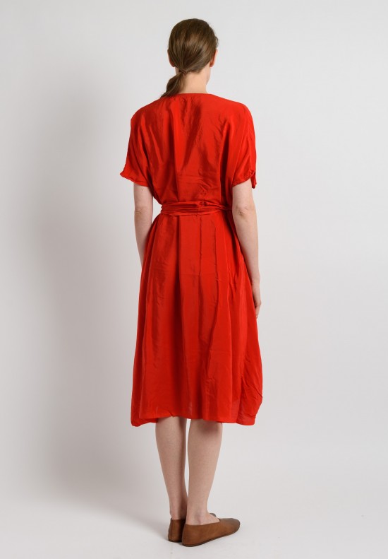 Daniela Gregis Silk Oversized Dress in Red	