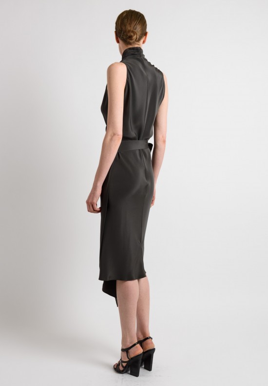 Peter Cohen Silk Wrap Dress in Charcoal	