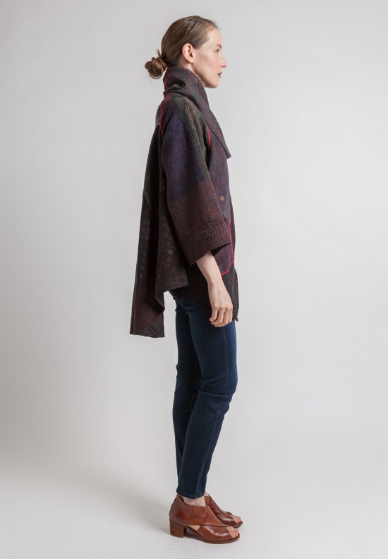 Mieko Mintz Reversible Long Patch Circular Jacket in Black	