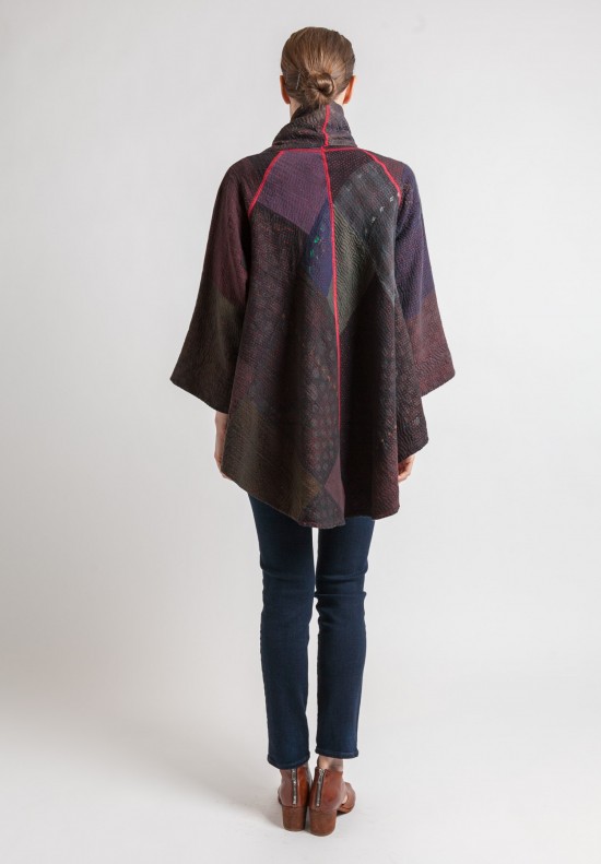 Mieko Mintz Reversible Long Patch Circular Jacket in Black	