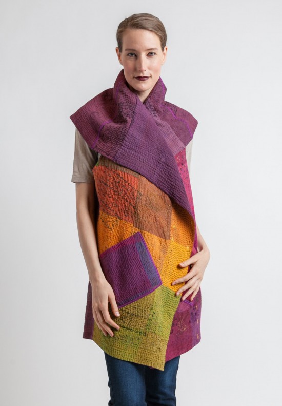 Mieko Mintz Reversible Ombre Patch Circular Vest in Violet	