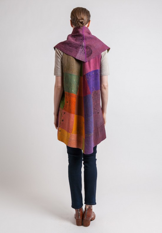 Mieko Mintz Reversible Ombre Patch Circular Vest in Violet	