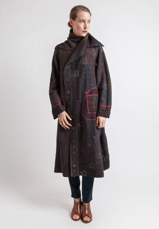 Mieko Mintz Reversible Extra Long A-Line Jacket in Black