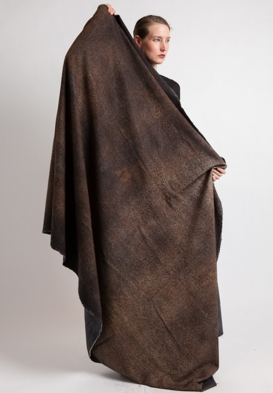Avant Toi Large Studded Wrap Shawl in Dark Brown	