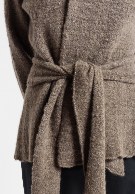 Lainey Cashmere Belted Cardigan in Taupe	