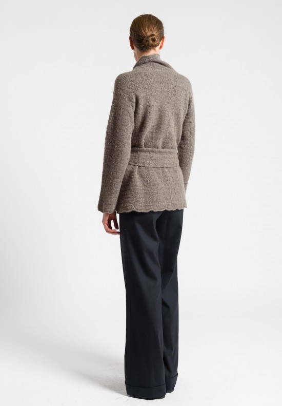 Lainey Cashmere Belted Cardigan in Taupe	