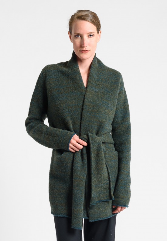 Lainey Cashmere Mid-Length Cardigan in Fern	