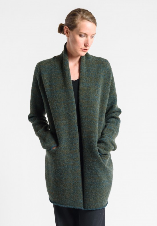 Lainey Cashmere Mid-Length Cardigan in Fern	