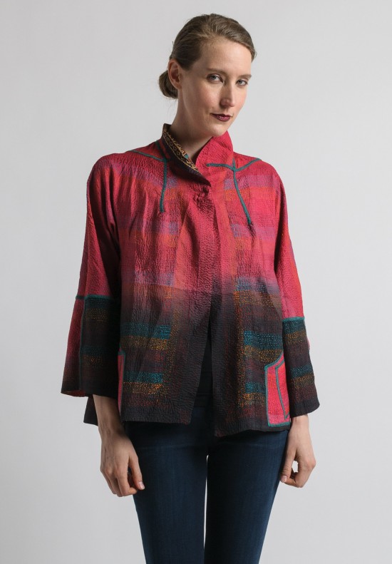 Mieko Mintz Reversible Short Silk Flare Jacket in Red | Santa Fe Dry ...