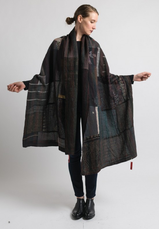 Mieko Mintz Reversible Brocade Patch Scarf in Grey/Black | Santa Fe Dry ...