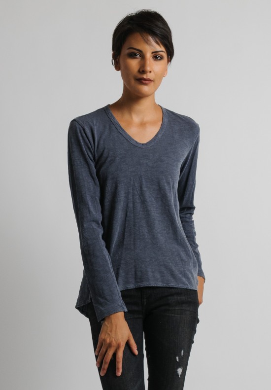 Wilt Long Sleeve Shrunken Boyfriend Tee in Grey	