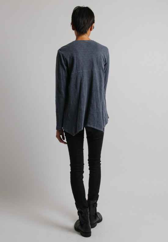 Wilt Long Sleeve Shrunken Boyfriend Tee in Grey	