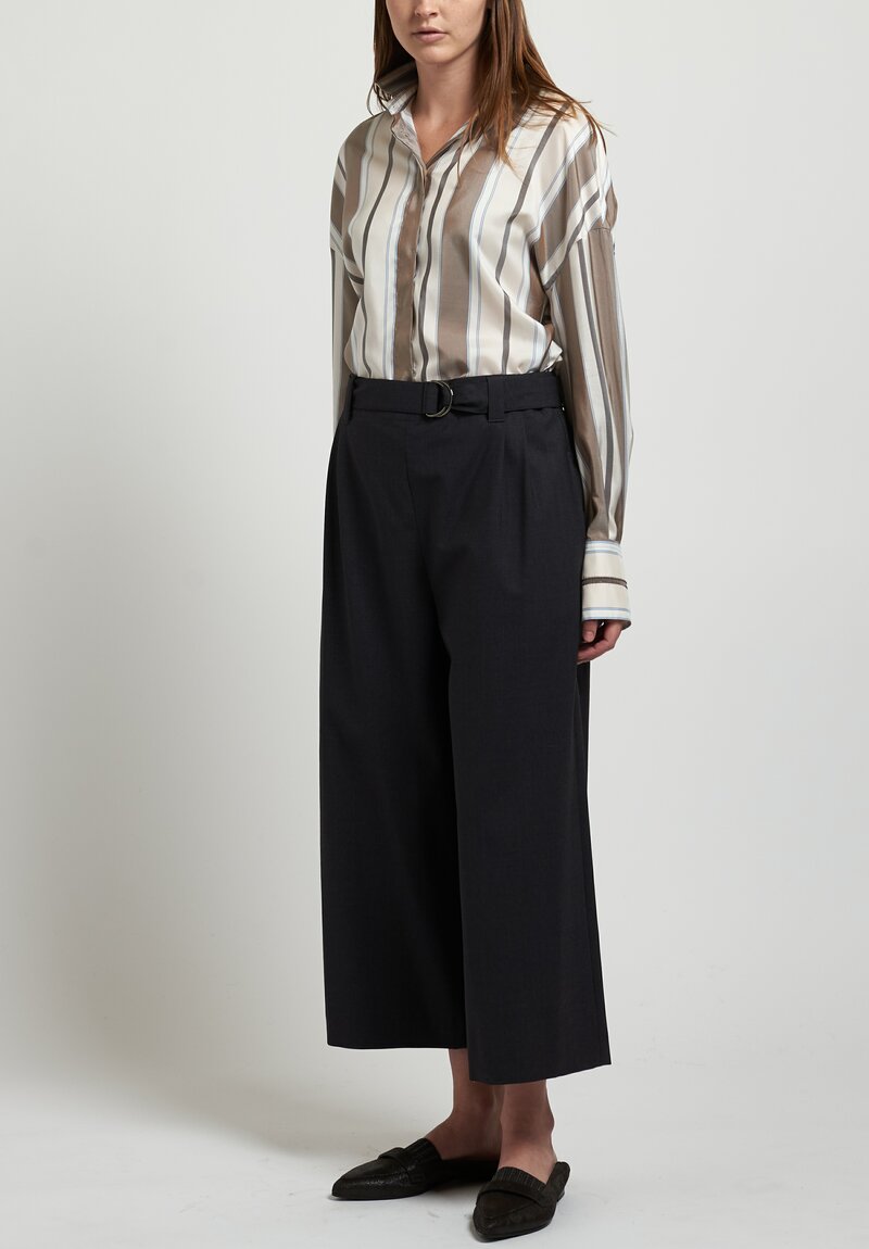 Brunello Cucinelli Cropped Wide Leg Pants in Charcoal	